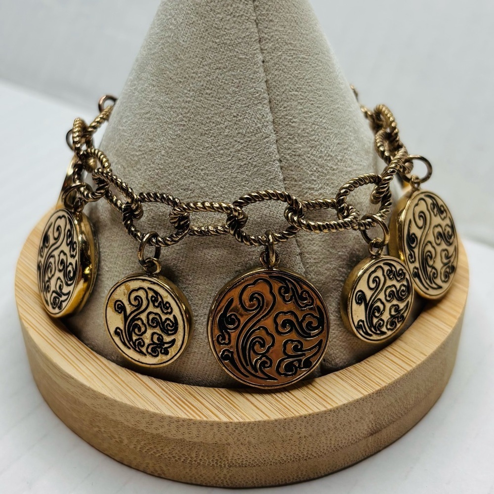 AMY KAHN RUSSELL Vintage Gold Rare Coin Charm Bracelet - Picture 6 of 13